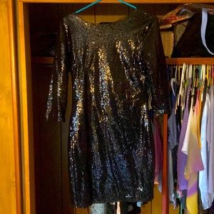 Sparkly Black Long Sleeved Dress